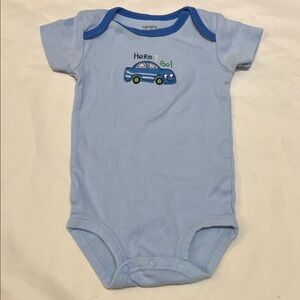 “Bundle 10/$13” Carter's 3M Light Blue bodysuit short sleeve with Car Embroidery